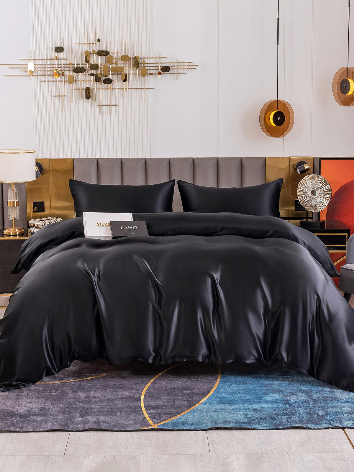 [Black] SilkSilky-CA 19Momme Pure Silk Bedding Set 002