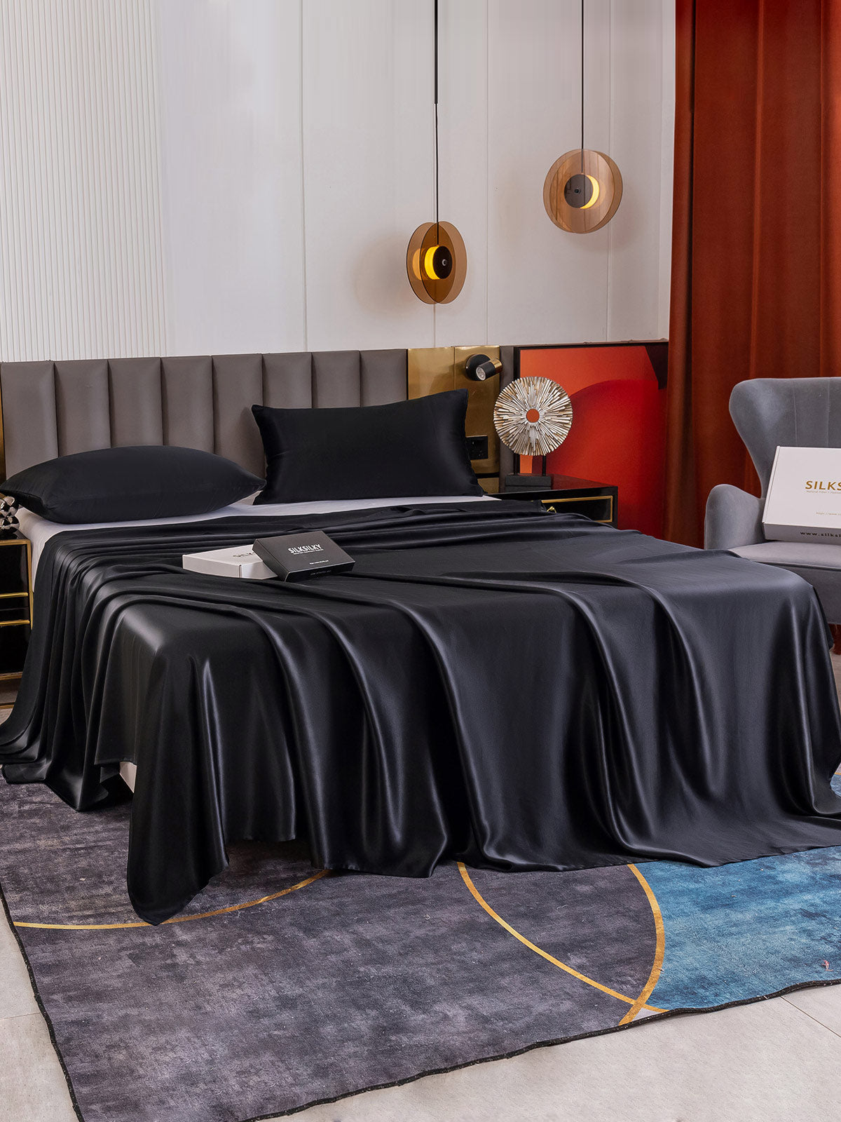 [Black] SilkSilky-CA 19Momme Pure Silk Bedding Set 003