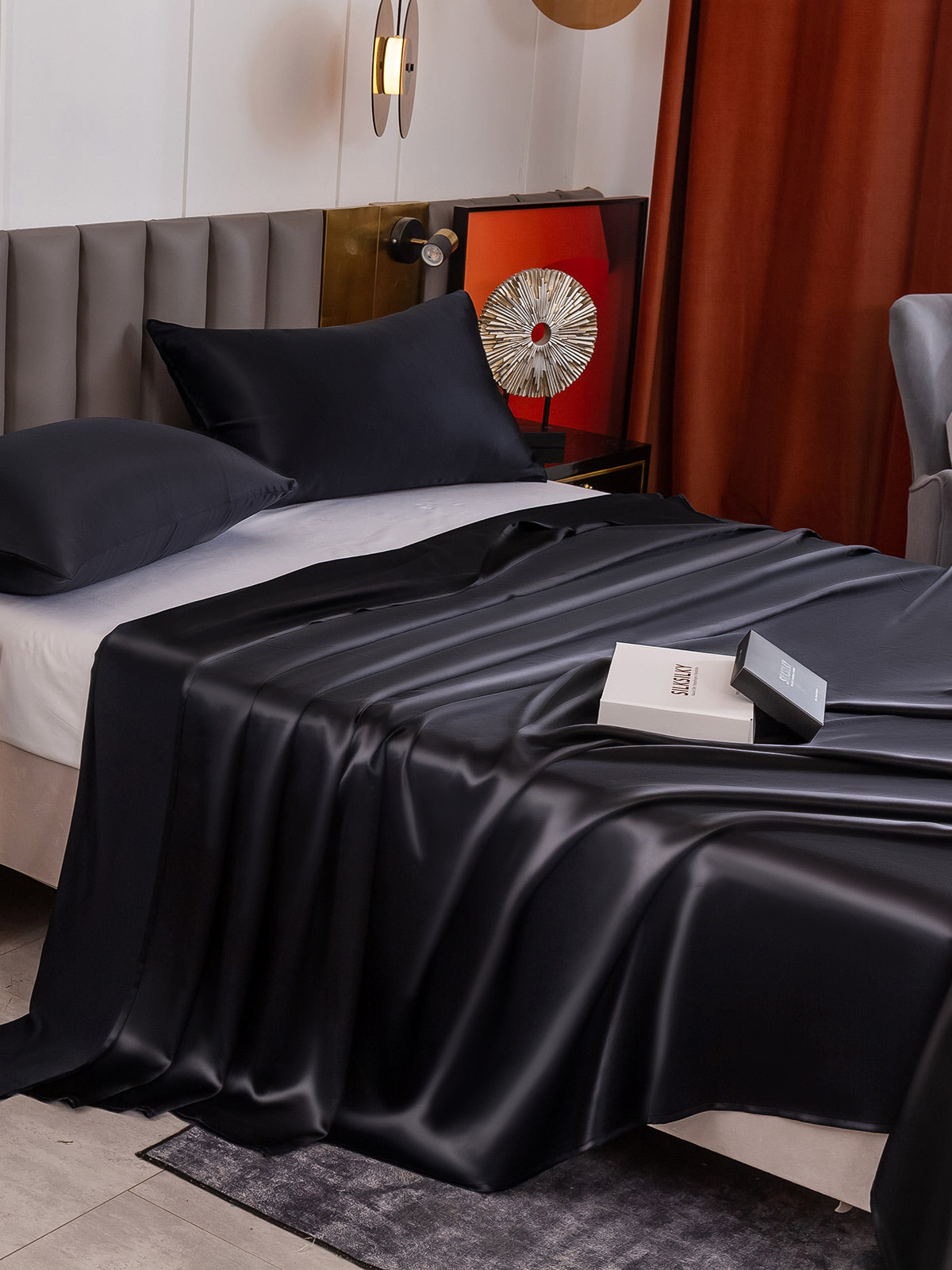 [Black] SilkSilky-CA 19Momme Pure Silk Bedding Set 004