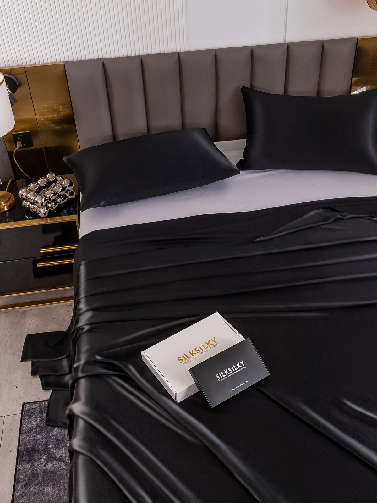 [Black] SilkSilky-CA 19Momme Pure Silk Bedding Set 005