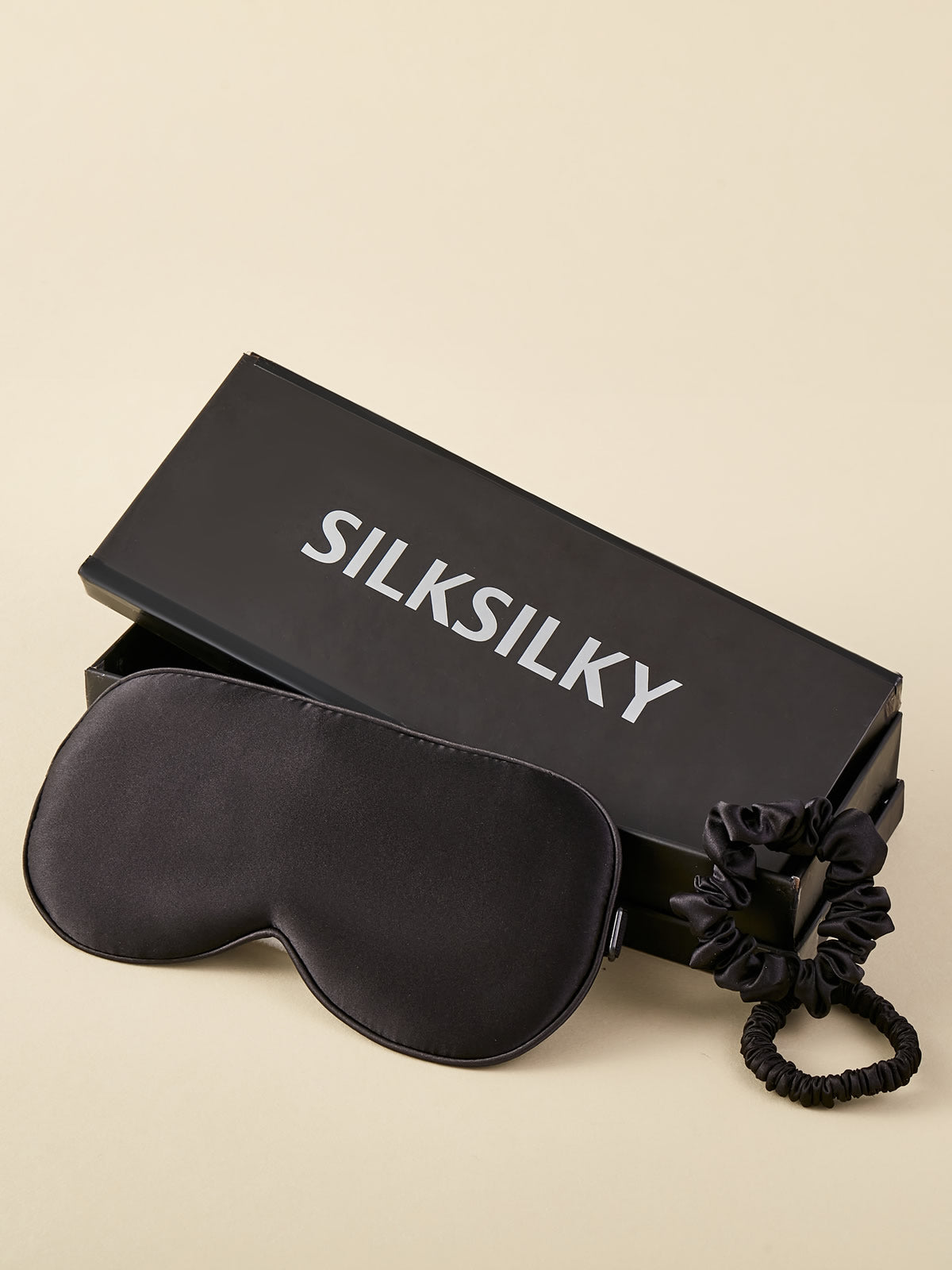 [Black] SilkSilky-CA 19Momme Pure Silk Eye Mask 001