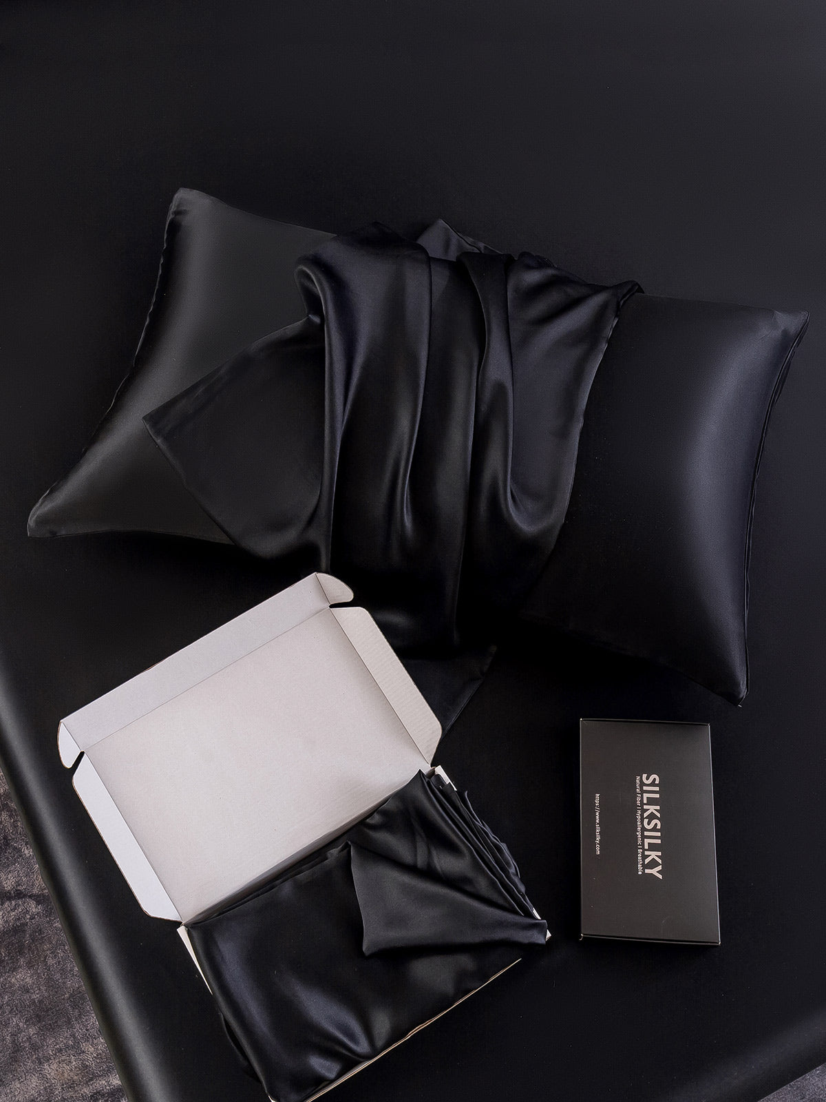 [Black] SilkSilky-CA 19Momme Pure Silk Pillowcase 005