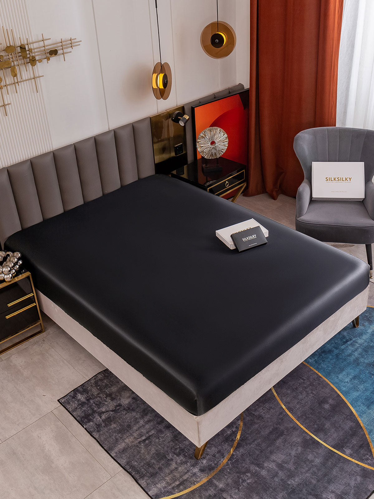 [Black] SilkSilky-CA 19Momme Pure Silk Sheet 001