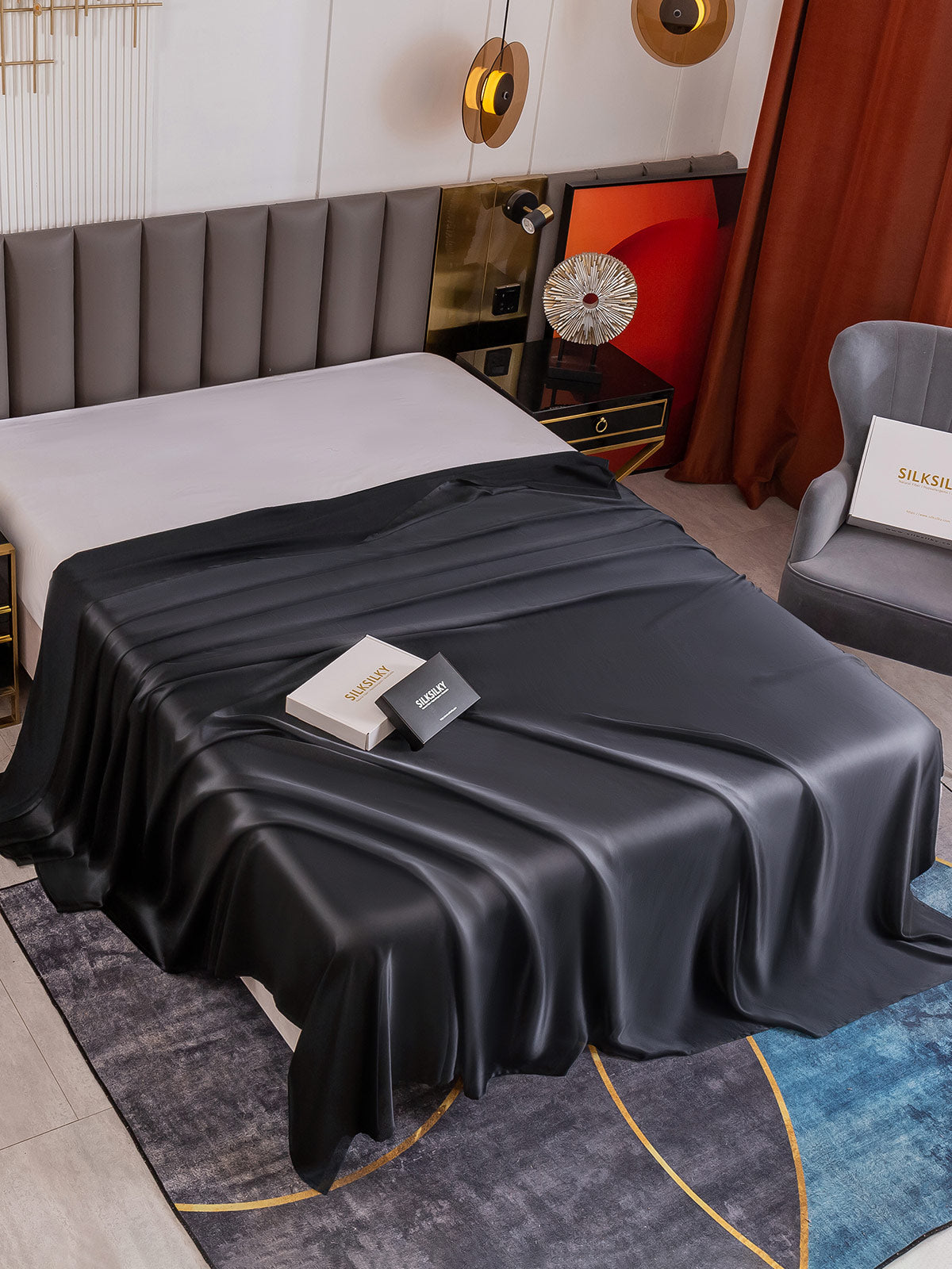 [Black] SilkSilky-CA 19Momme Pure Silk Sheet 001