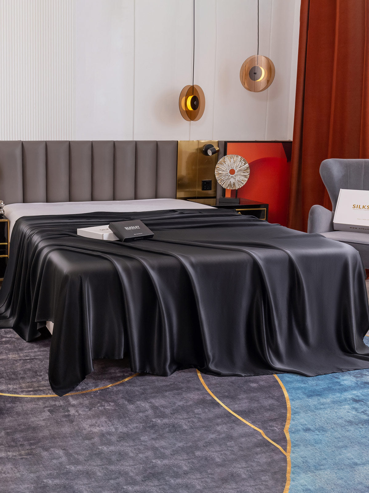 [Black] SilkSilky-CA 19Momme Pure Silk Sheet 003