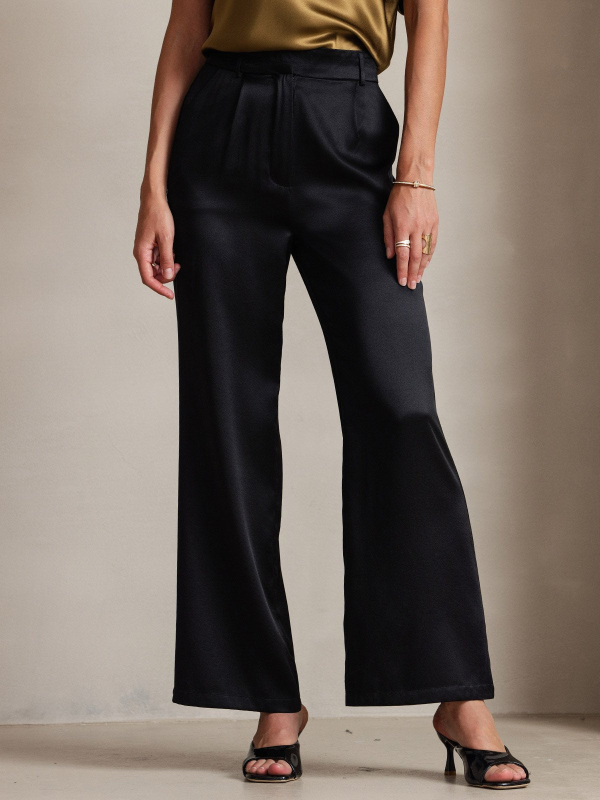 [Black] SilkSilky-CA 19Momme Silk Womens Pants 001