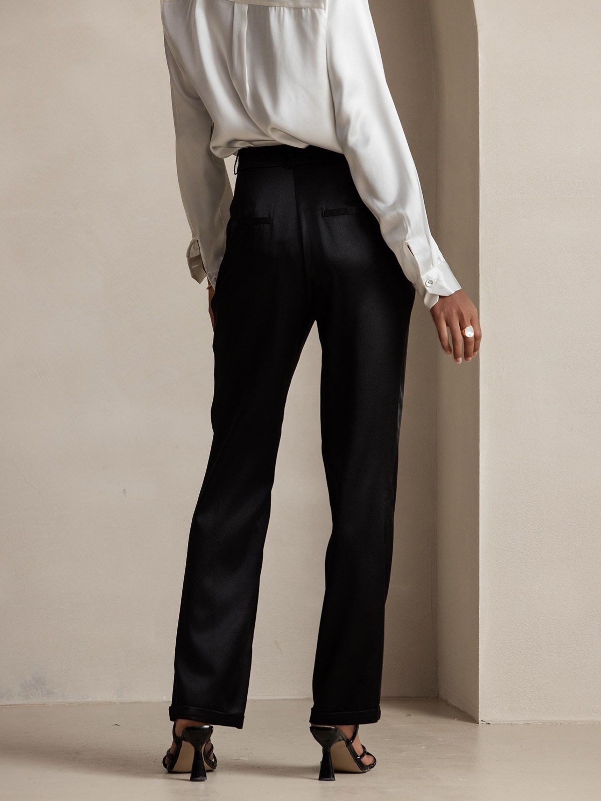 [Black] SilkSilky-CA 19Momme Silk Womens Pants 002