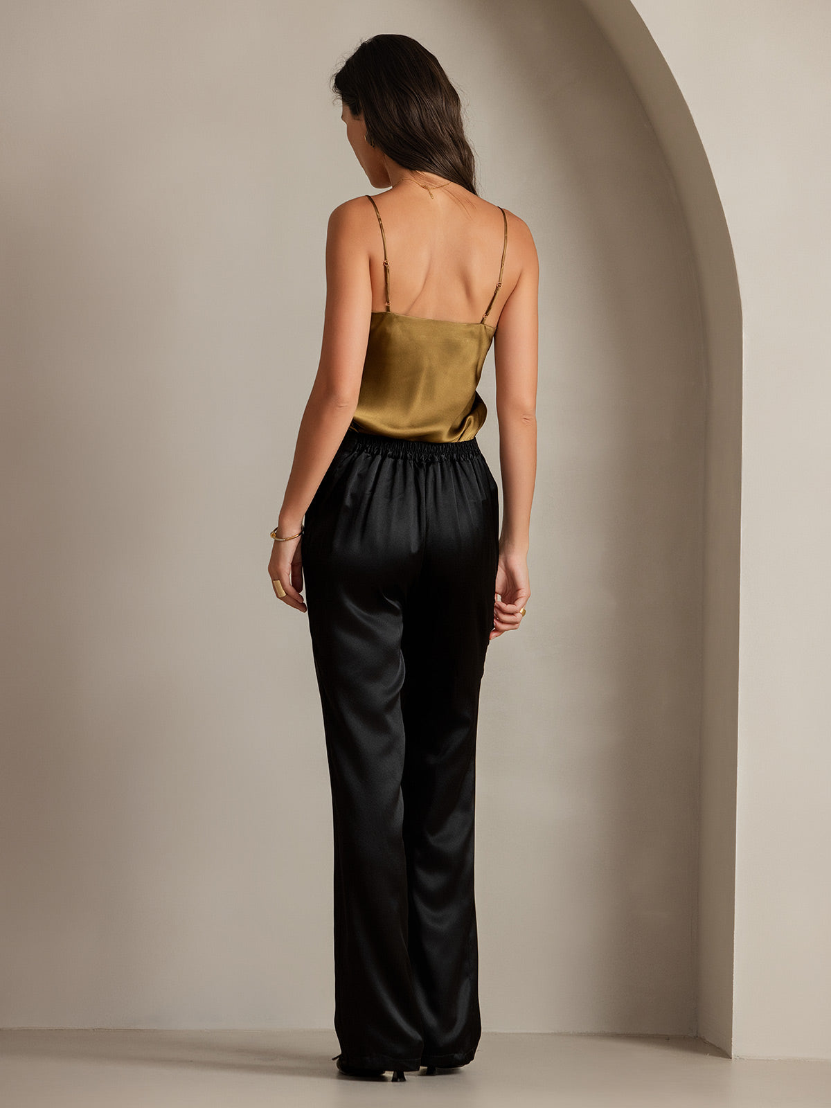 [Black] SilkSilky-CA 19Momme Silk Womens Pants 002