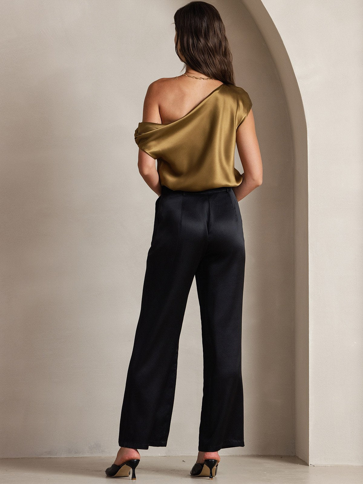 [Black] SilkSilky-CA 19Momme Silk Womens Pants 002