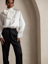 [Black] SilkSilky-CA 19Momme Silk Womens Pants 003
