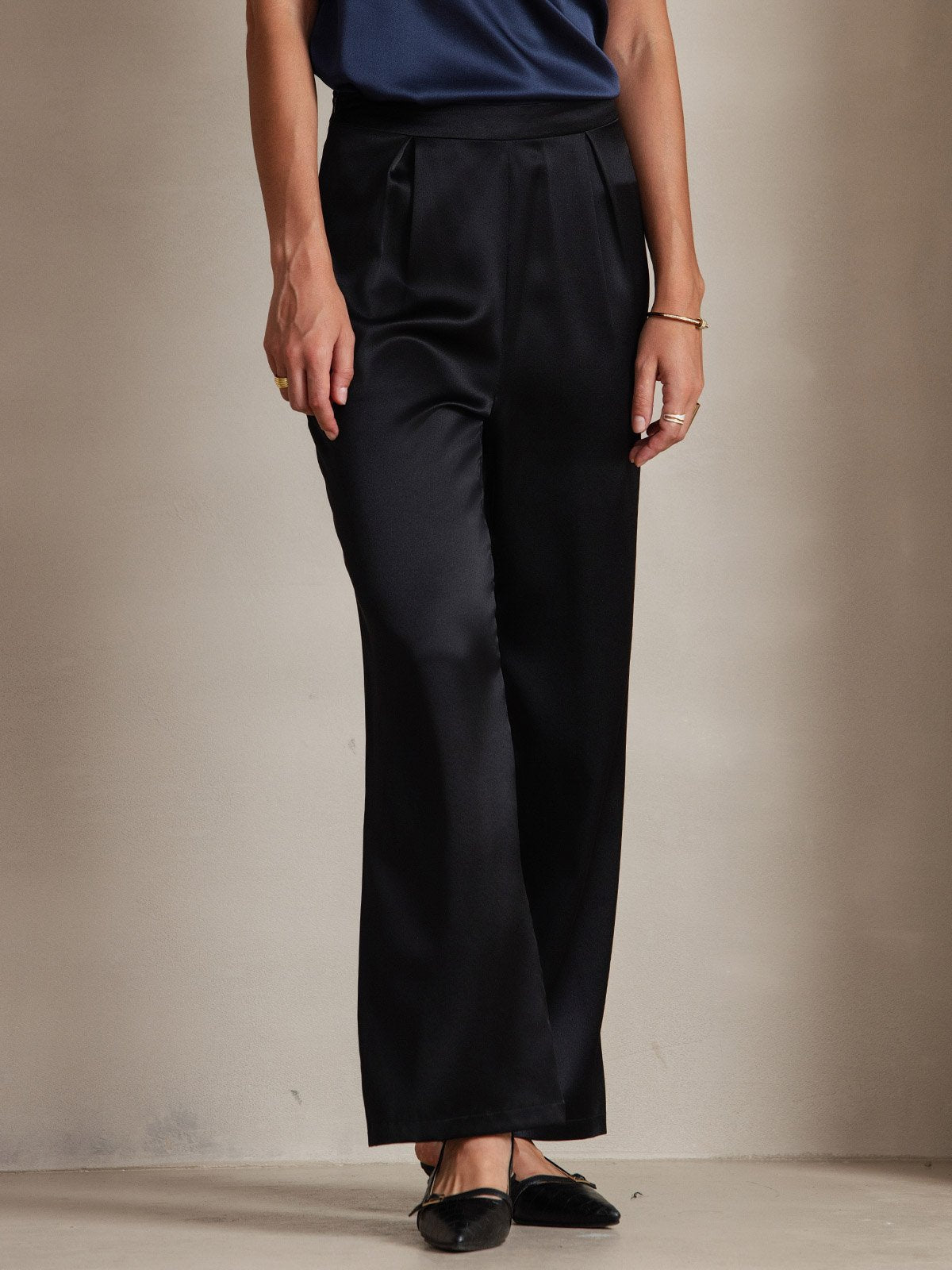 [Black] SilkSilky-CA 19Momme Silk Womens Pants 003