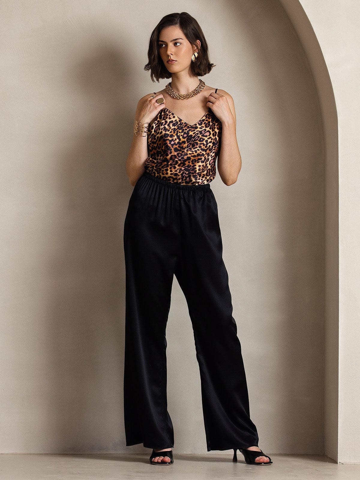 [Black] SilkSilky-CA 19Momme Silk Womens Pants 003