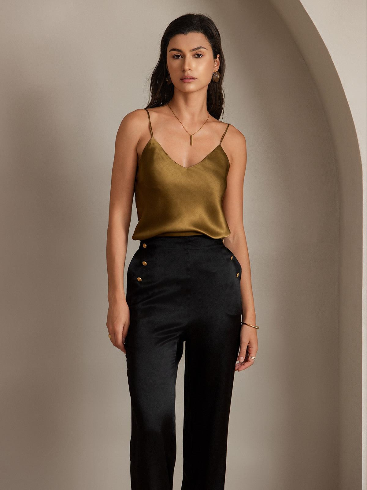 [Black] SilkSilky-CA 19Momme Silk Womens Pants 006