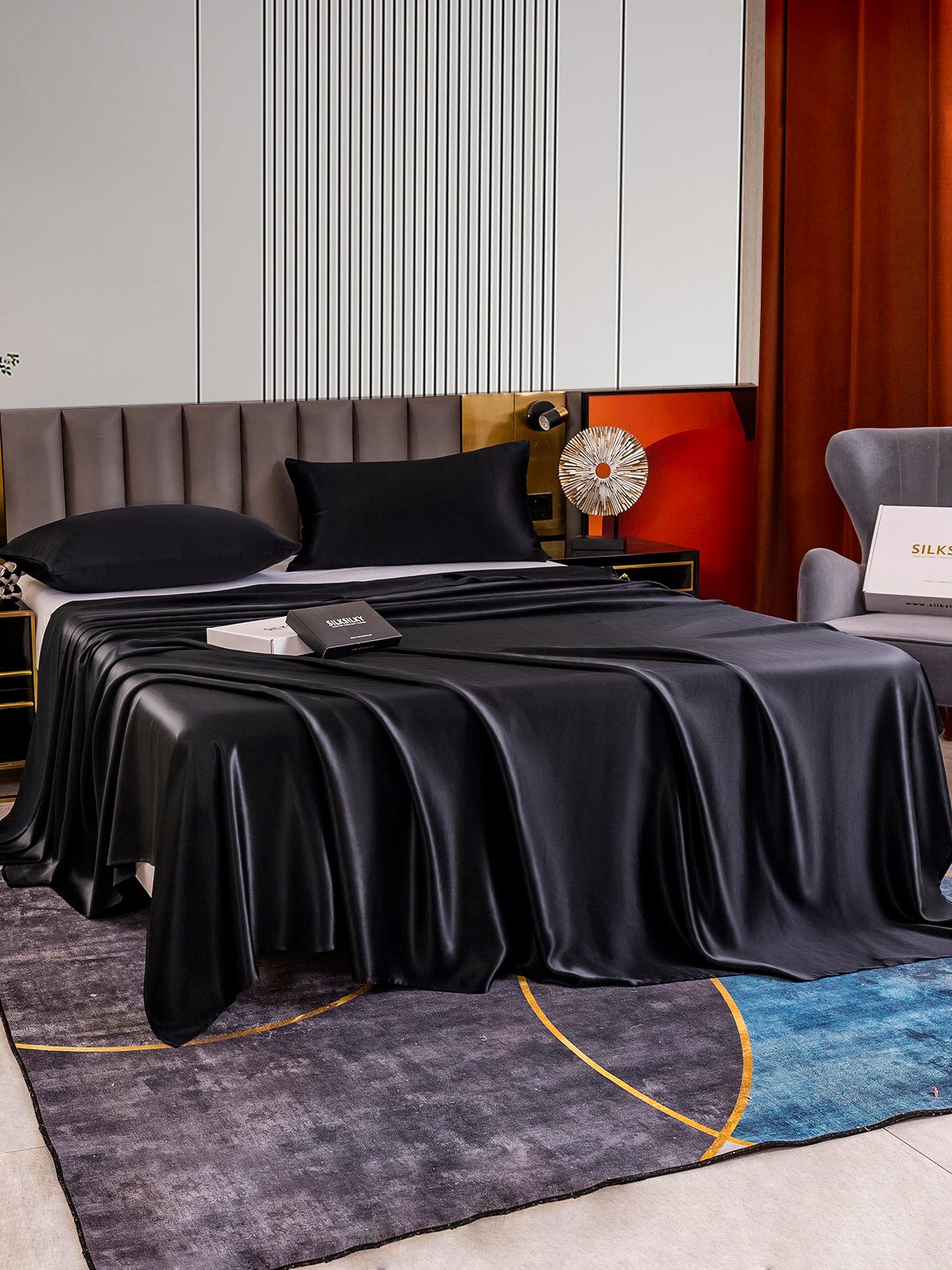 [Black] SilkSilky-CA 22Momme Pure Silk Bedding Set 003