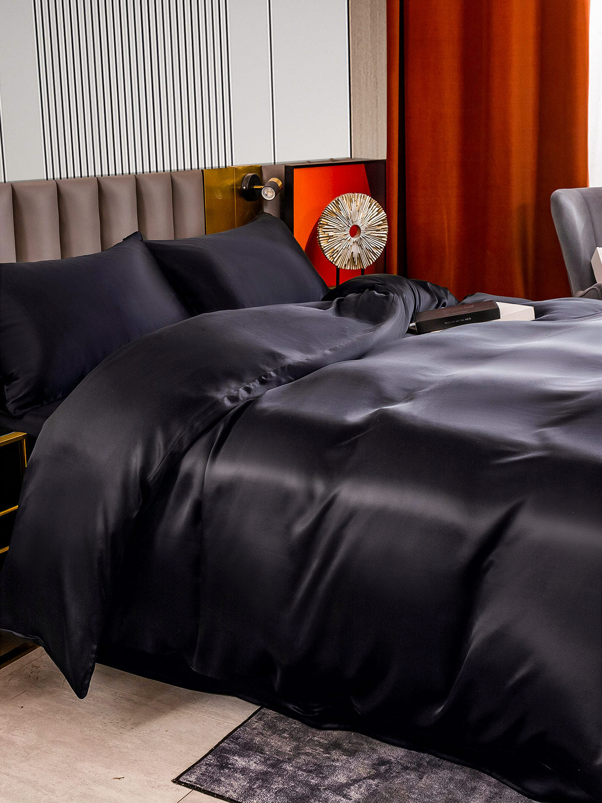 [Black] SilkSilky-CA 22Momme Pure Silk Bedding Set 003