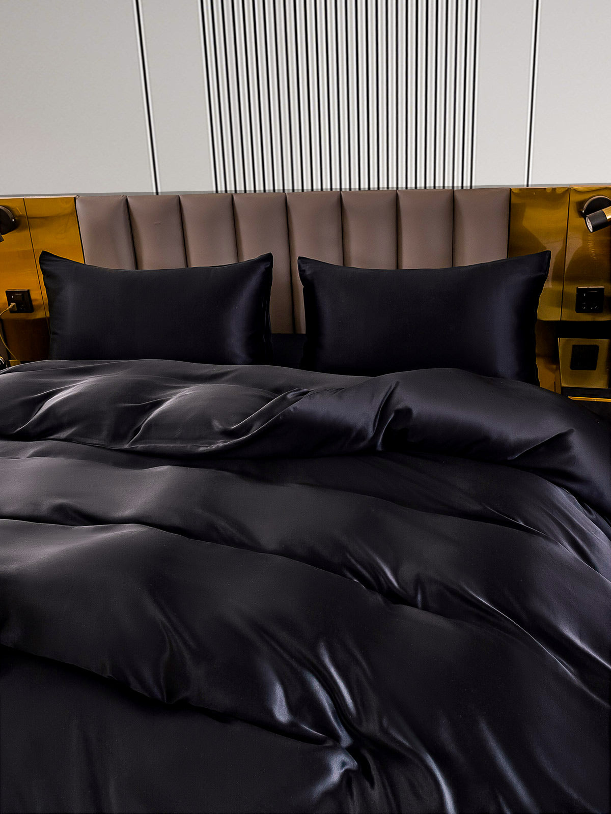 [Black] SilkSilky-CA 22Momme Pure Silk Bedding Set 004