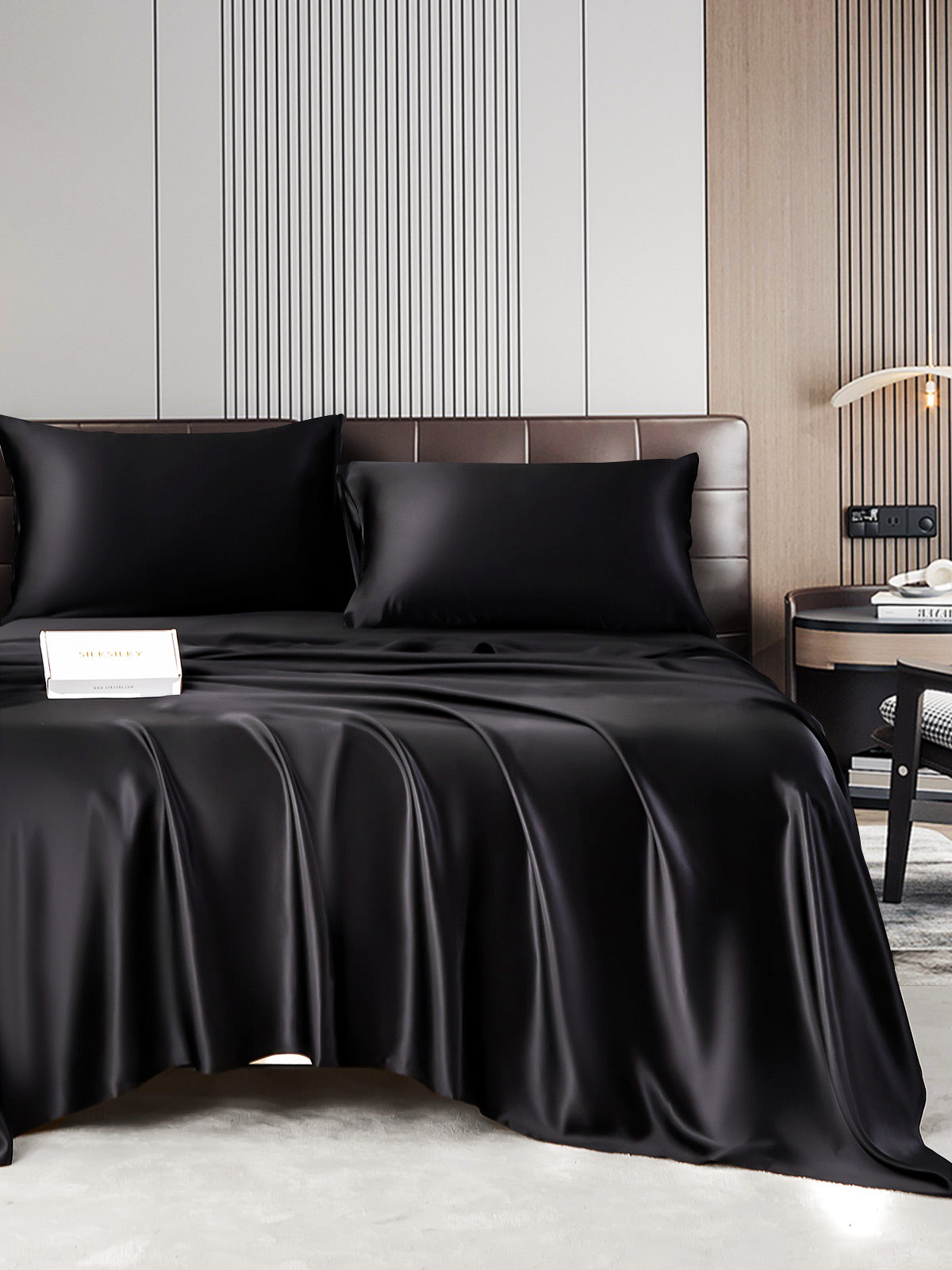 [Black] SilkSilky-CA 22Momme Pure Silk Bedding Set 005