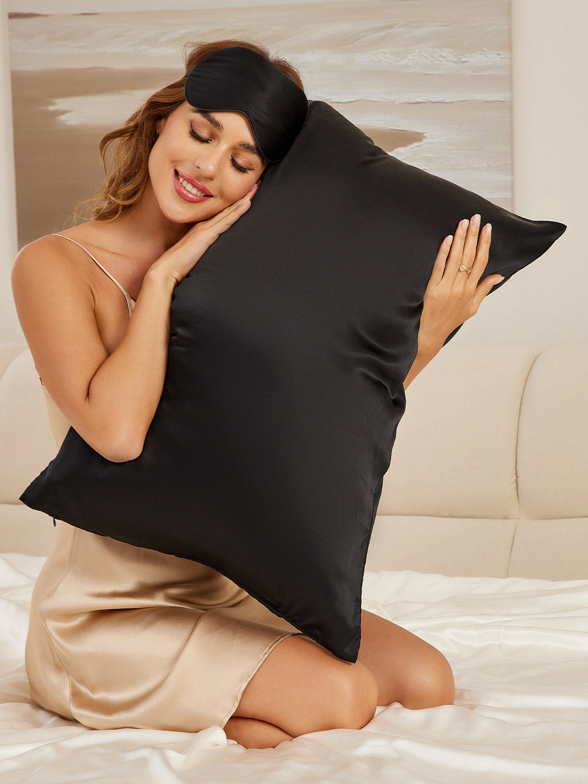 [Black] SilkSilky-CA 22Momme Pure Silk Pillowcase Set 001
