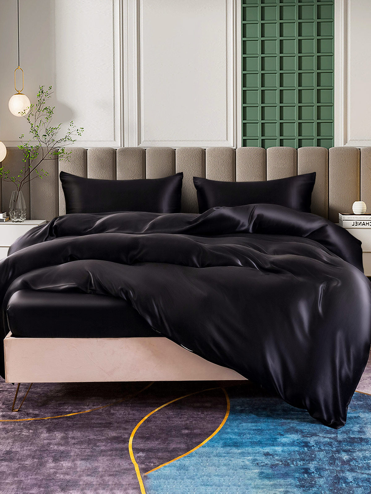 [Black] SilkSilky-CA 25Momme Pure Silk Bedding Set 005