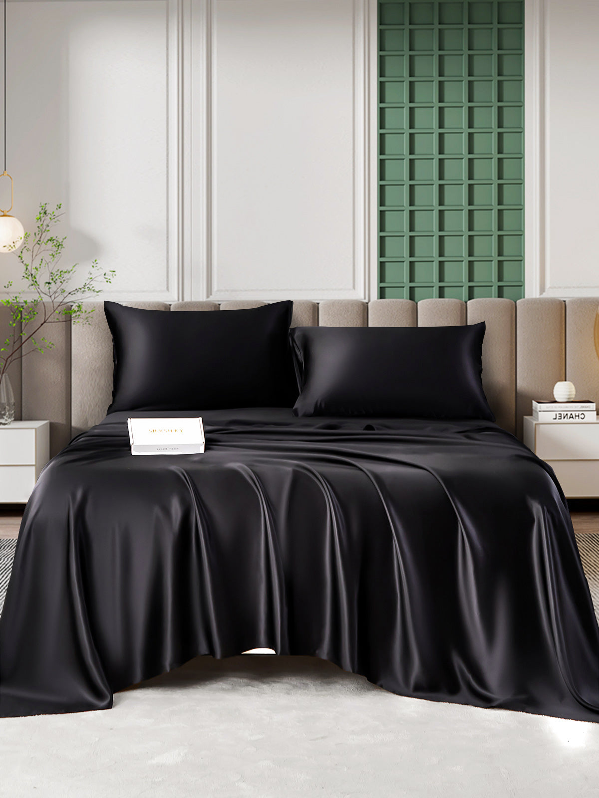 [Black] SilkSilky-CA 25Momme Pure Silk Bedding Set 006