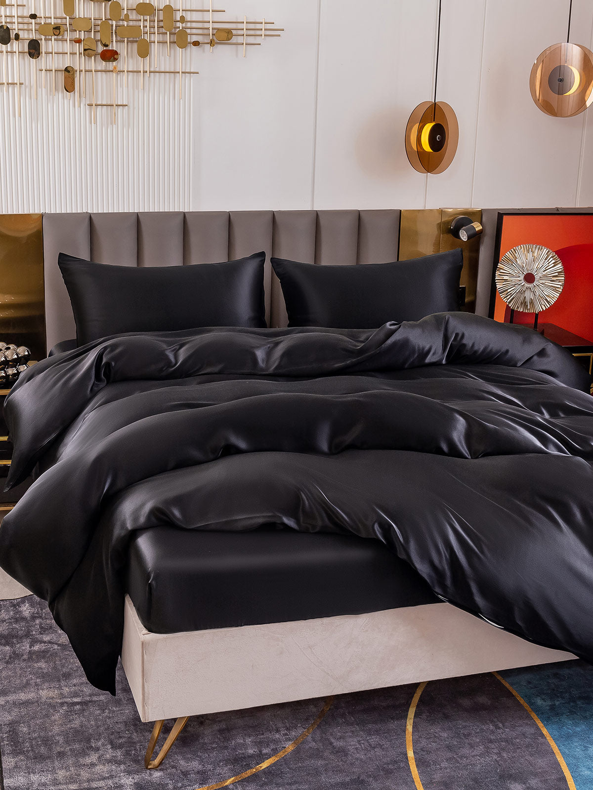 [Black] SilkSilky-CA 25Momme Pure Silk Duvet Cover 001