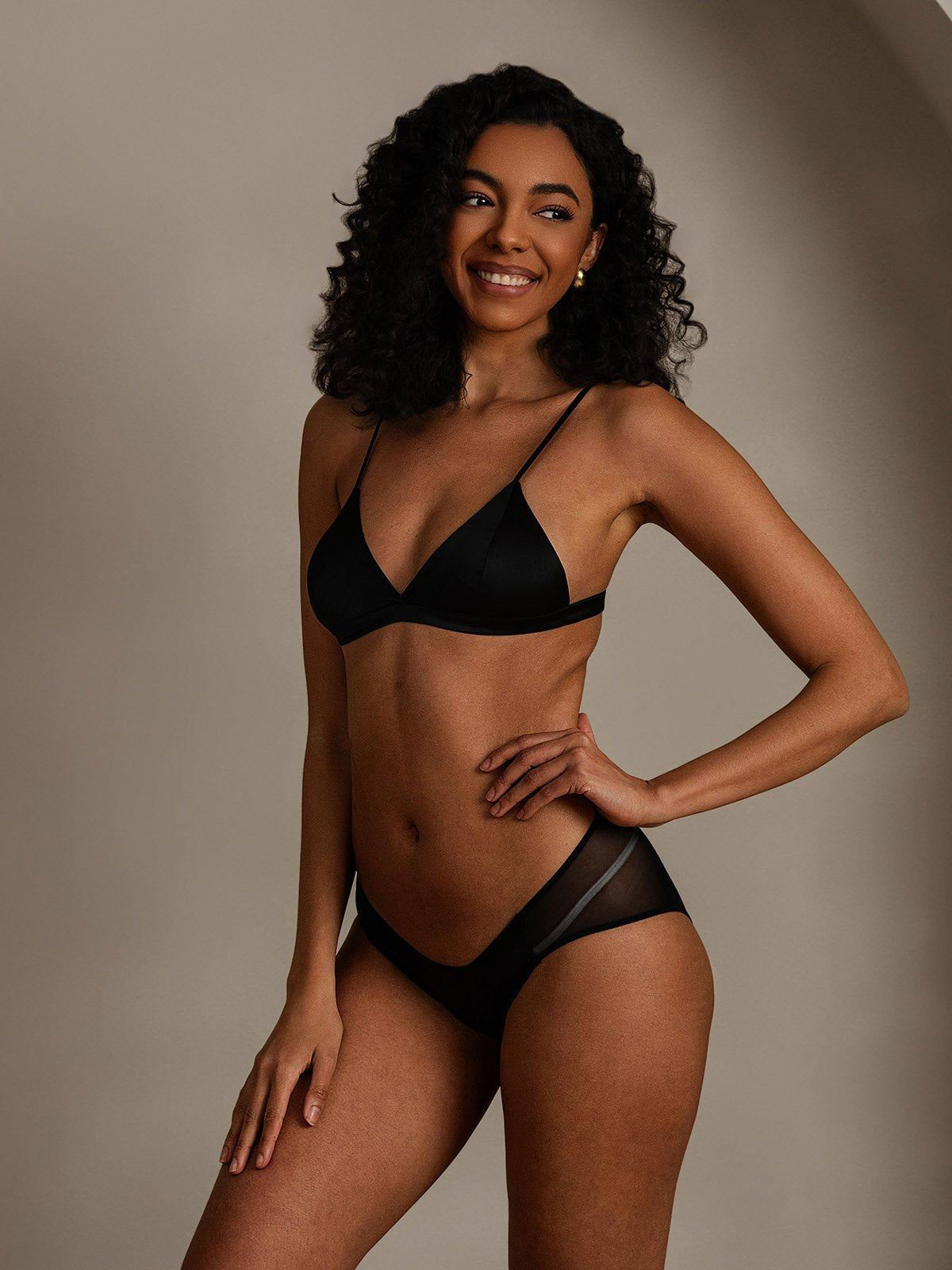 [Black] SilkSilky-CA Pure Silk Bra&Panty Set 004
