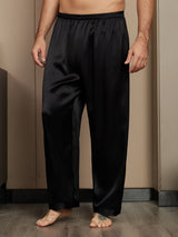 [Black] SilkSilky-CA Pure Silk Mens Sleep Bottoms 001