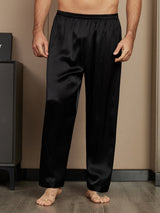 [Black] SilkSilky-CA Pure Silk Mens Sleep Bottoms 003