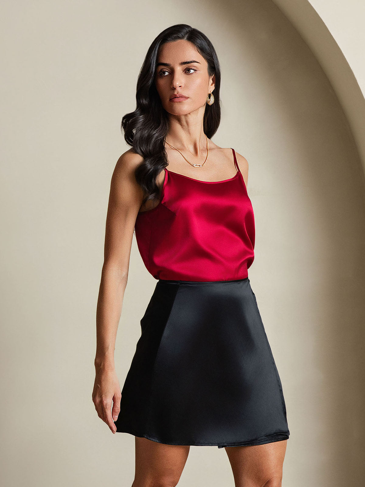 [Black] SilkSilky-CA Pure Silk Skirt 006