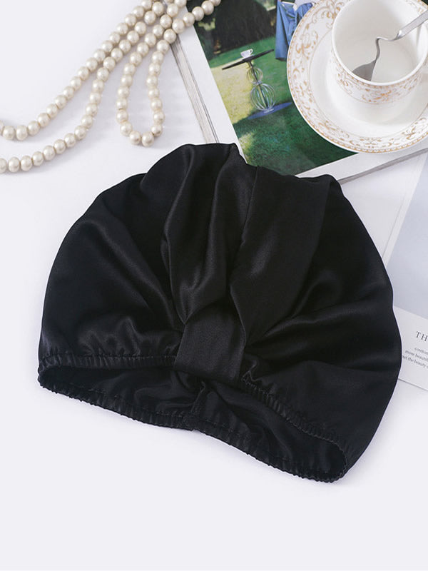 [Black] SilkSilky-CA Pure Silk Sleep Cap 002