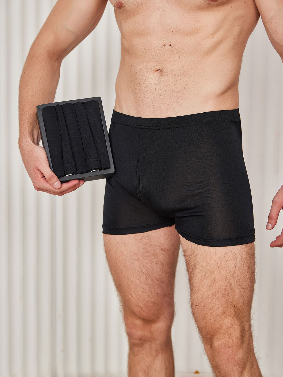 [Black] SilkSilky-CA Silk Knitted Mens Underwear 001