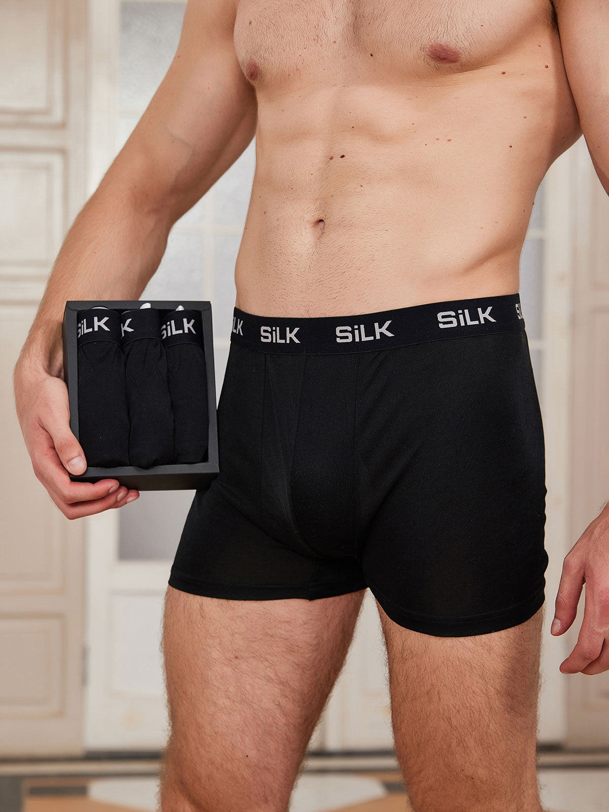 [Black] SilkSilky-CA Silk Knitted Mens Underwear 001