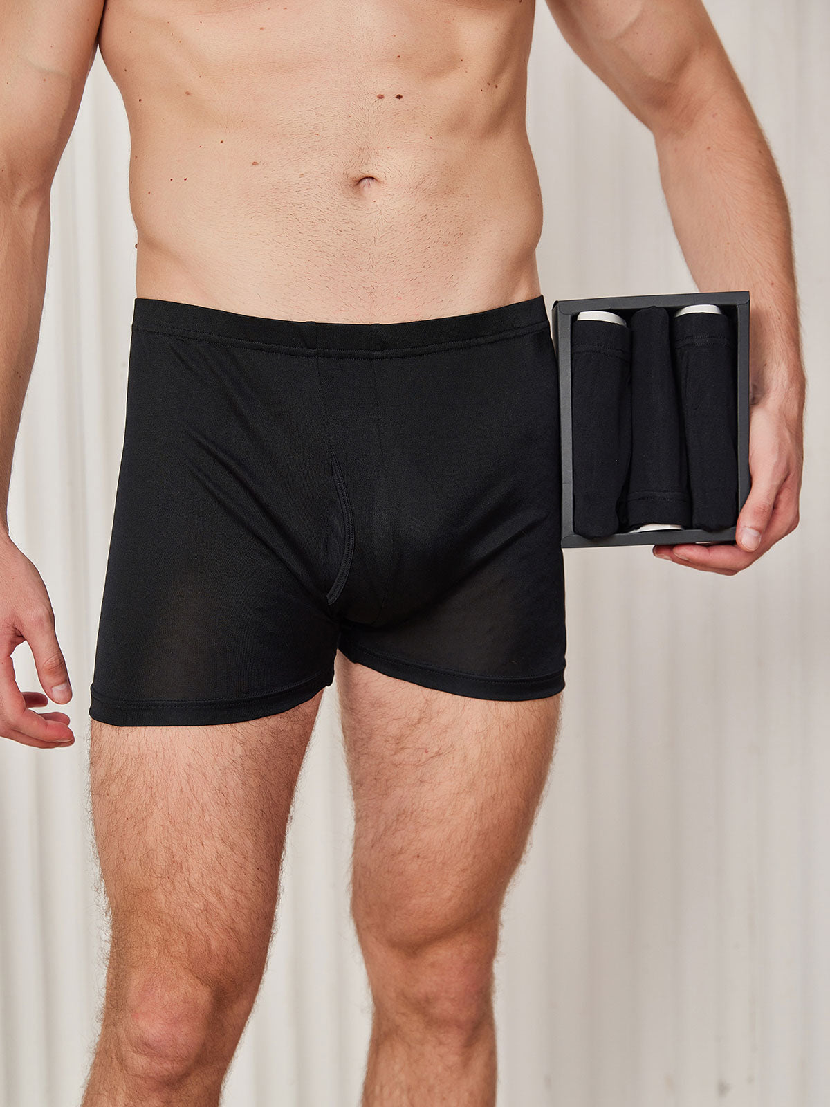 [Black] SilkSilky-CA Silk Knitted Mens Underwear 003