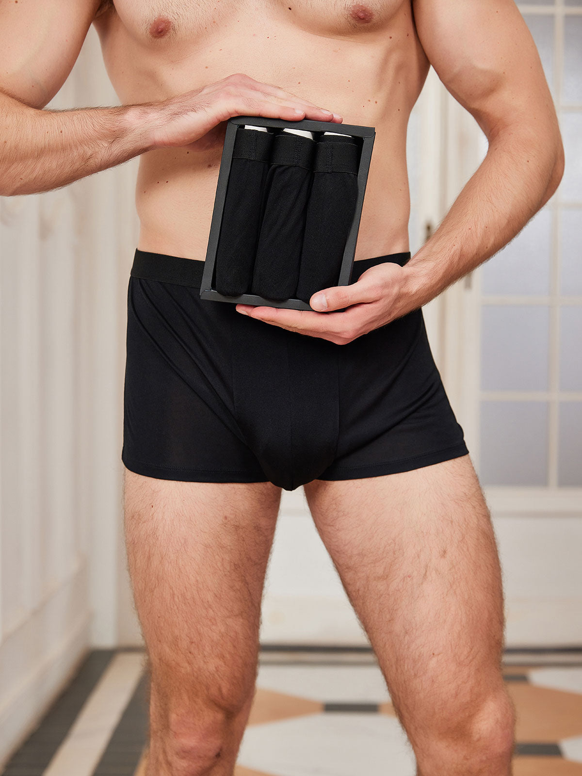 [Black] SilkSilky-CA Silk Knitted Mens Underwear 003