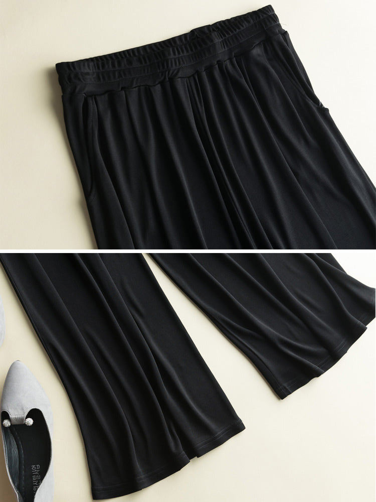 [Black] SilkSilky-CA Silk Knitted Womens Pants 006