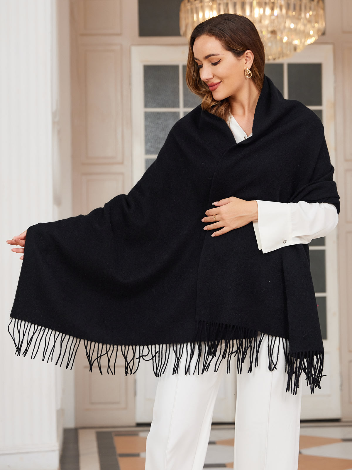[Black] SilkSilky-CA Wool Scarf 001