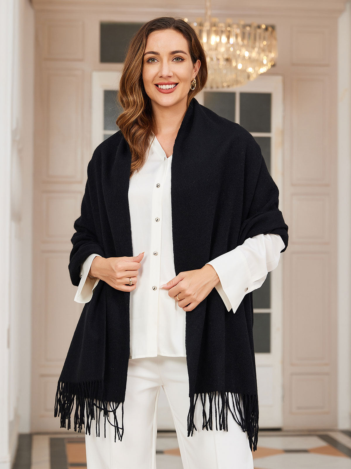 [Black] SilkSilky-CA Wool Scarf 002
