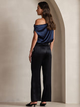 [Black] SilkSilky-CA 19Momme Stretch Silk Charmeuse Women's Pants 002