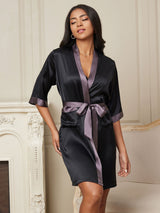 [Black] SilkSilky-CA Half Sleeve Women's Robe 006