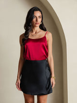 [Black] SilkSilky-CA Pure Silk Wrap Skirt 001