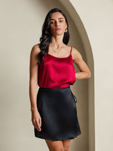 [Black] SilkSilky-CA Pure Silk Wrap Skirt 005
