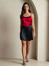 [Black] SilkSilky-CA Pure Silk Wrap Skirt 007