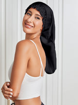 [Black] SilkSilky-CA Pure Silk Sleep Cap 004