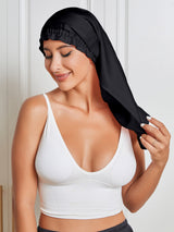 [Black] SilkSilky-CA Pure Silk Sleep Cap 005