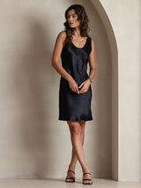 [Black] SilkSilky-CA Sleeveless Scoop Neck Dress 007