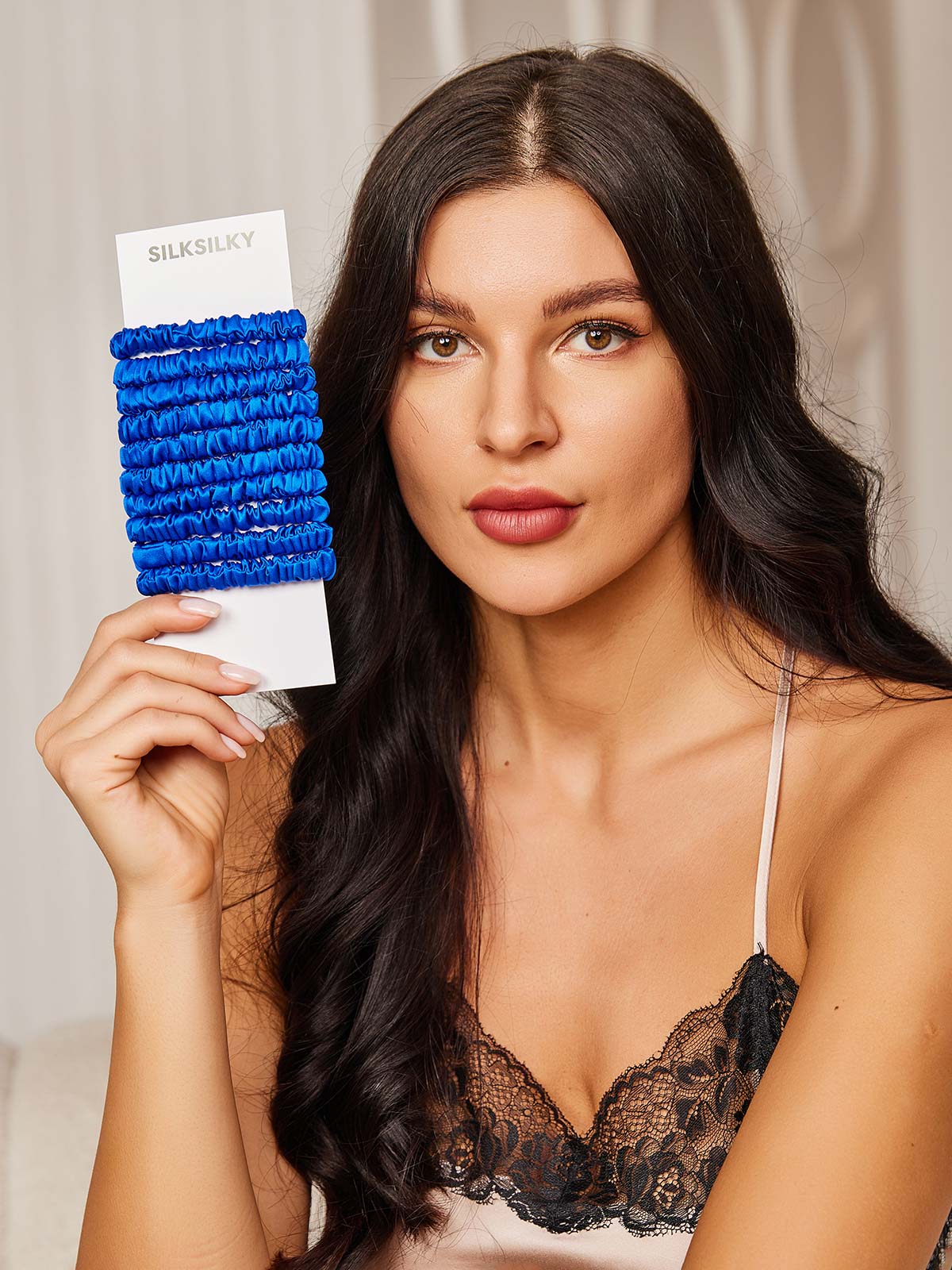 [Blue] SilkSilky-CA 19Momme Pure Silk Scrunchie 002