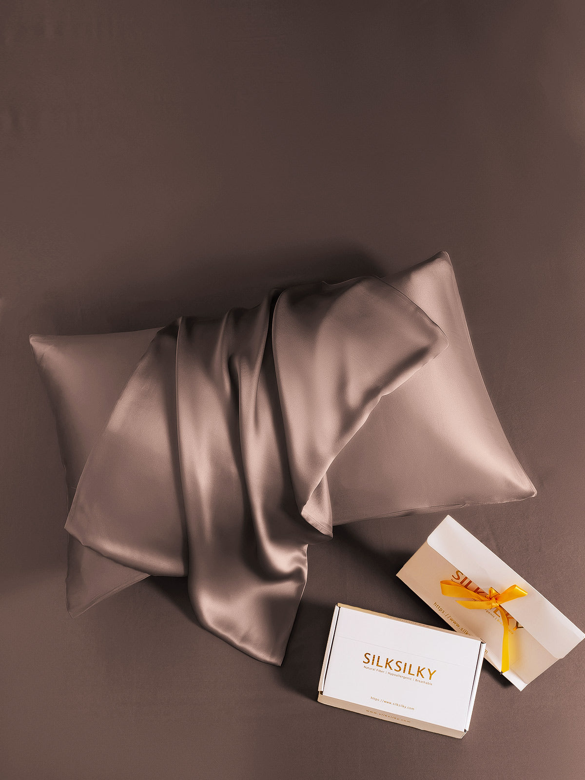 [Brown] SilkSilky-CA 19Momme Pure Silk Pillowcase 006
