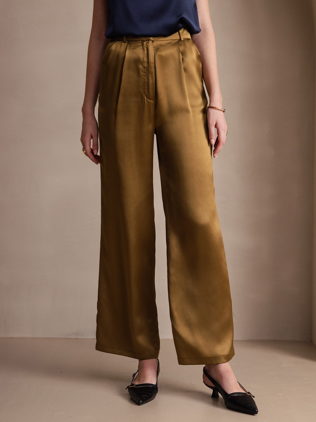 [Brown] SilkSilky-CA 19Momme Silk Womens Pants 005