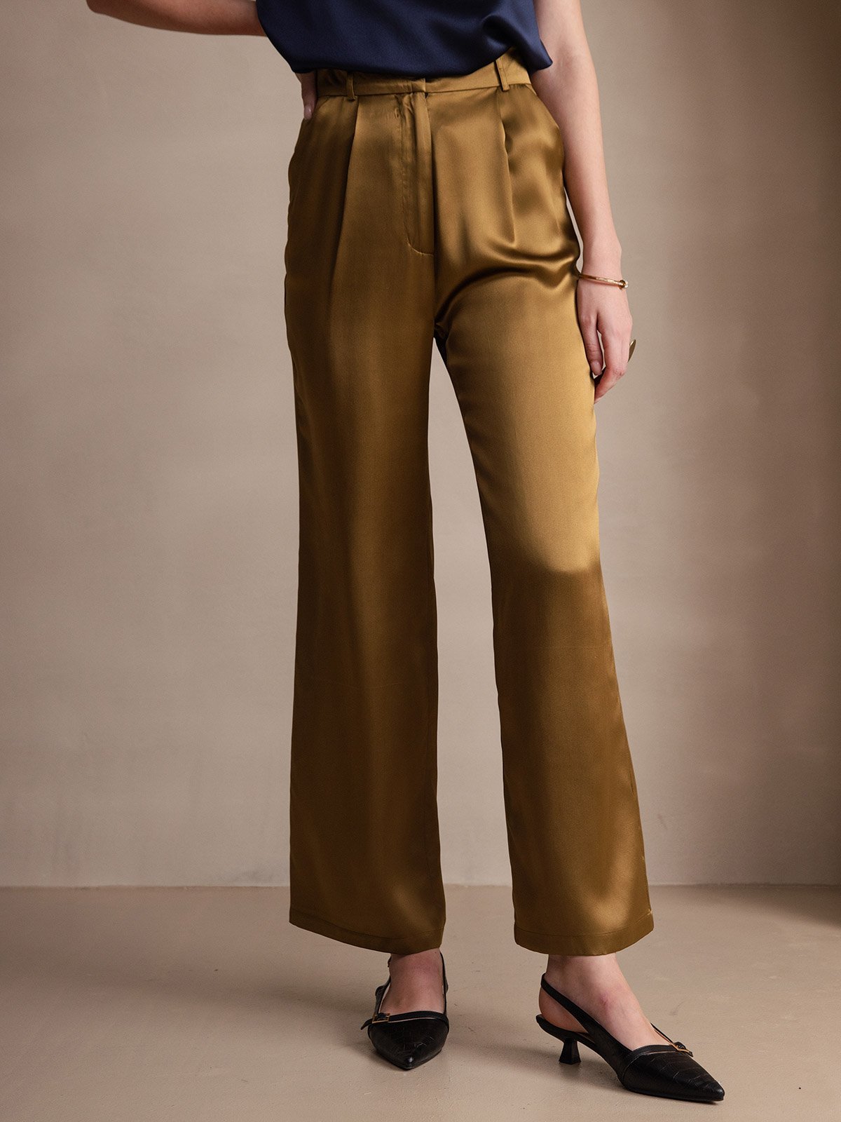 [Brown] SilkSilky-CA 19Momme Silk Womens Pants 007