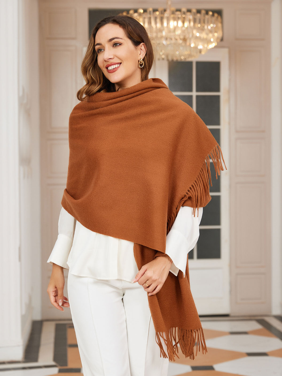 [Brown] SilkSilky-CA Wool Scarf 001